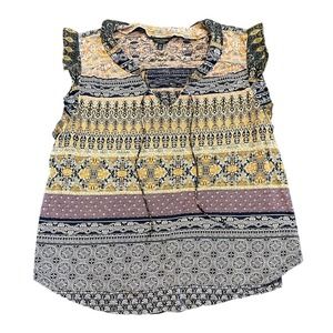 Lucky Brand boho tank with ruffle sleeves Size Large